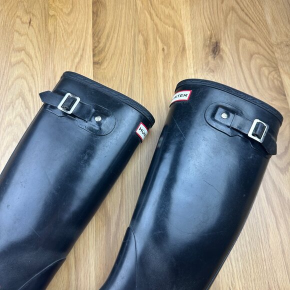 Hunter Women's Original Tall Rain Boots Black Rubber Size 6 - Picture 4 of 8